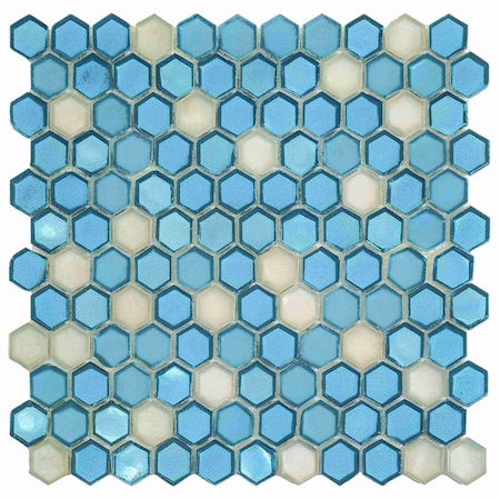 Apollo Tile Turtle Green 8.63 sq.ft 10.8 in. x11.5 in. Hexagon Glass Mosaic Tile, 10PK APLAHX9904EC01